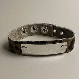 Leopard Print Adjustable Snap Bracelet | Faux Leather Animal Print Cuff